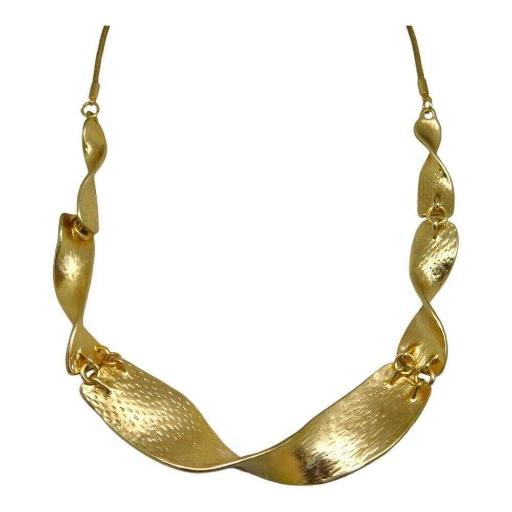 Necklace Snake Chain Choker Twisted Band Textured Matte Gold Tone 16" SKU2027